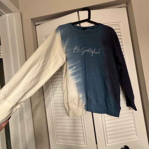 Torrid Blue and Cream Ombre Crew Neck Sweater - Picture 2 of 6